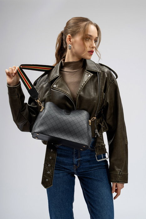 Lucky Bees Bolso Bandolera Gris y Negro Lucky Bees Bolso Bandolera Gris y Negro